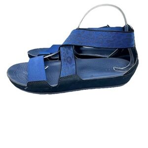 Crocs Sandals Womens 9 Blue Anna Stretch Strappy Gladiator Open Toe‎ Flip Flop